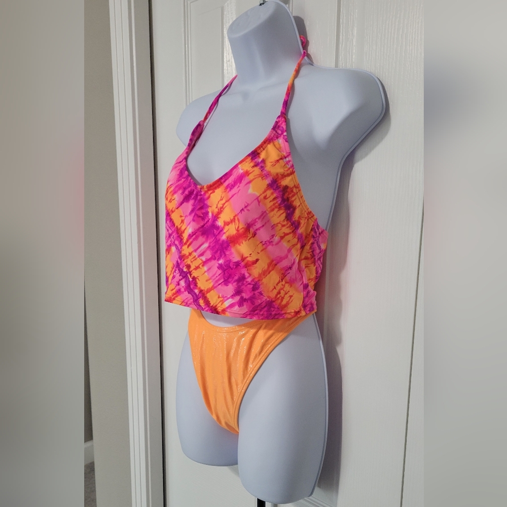 No Boundaries Pink and Orange Tie-Dye Bikini